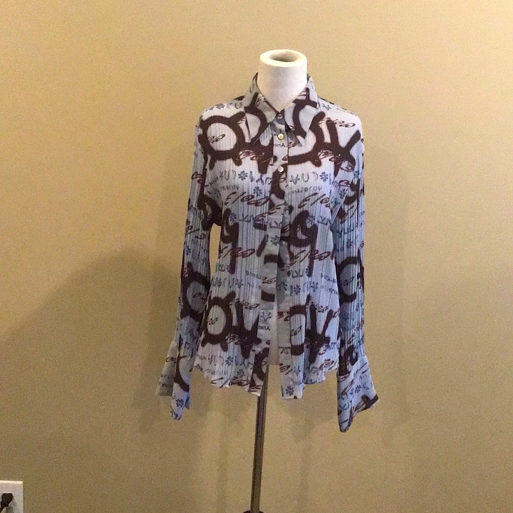 Caviar Mandarin Blouse Large